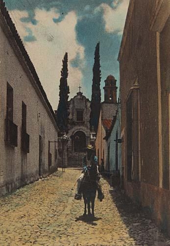 Group of 6 hand tinted photographs of Mexico by Hugo Brehme, 1930s