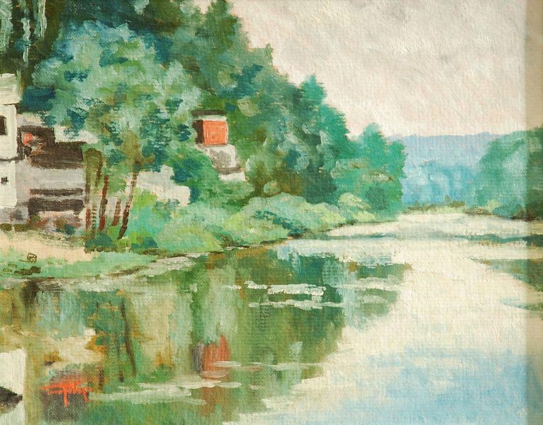 Artwork by Pavel Filip, Against the Stream, Made of oil, cardboard