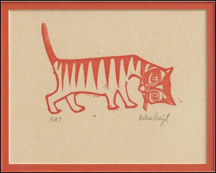 Artwork by Helen Siegl, Cat, Made of Woodcut