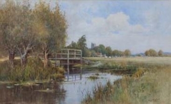 On the River at Broxbourne, Hertfordshire - Francis Joseph Kinnaird