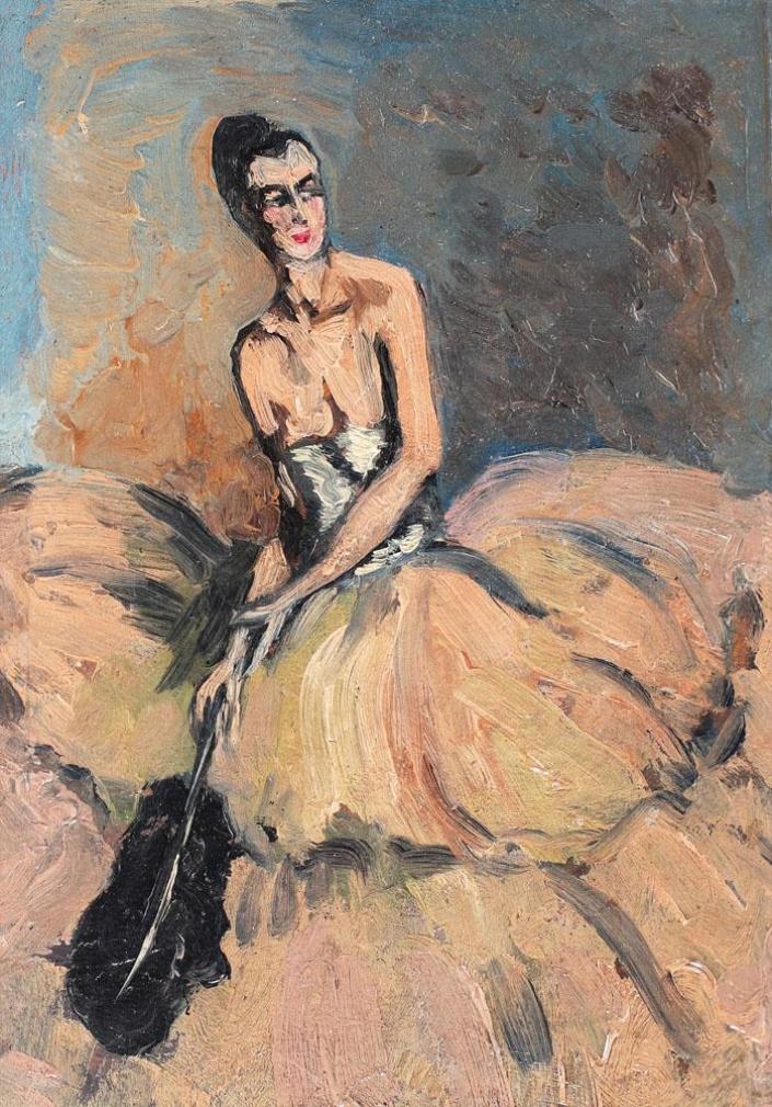 Artwork by Margareta Vermont-Fermio, Preparing for prom, Made of oil on board