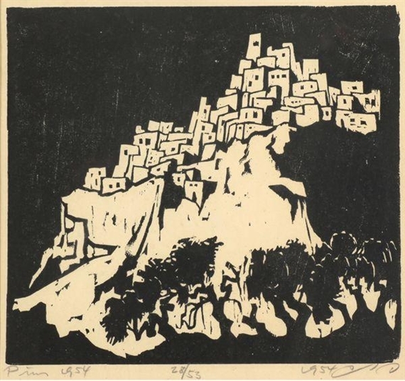 A Village in the Mountains by Jacob Pins, 1954
