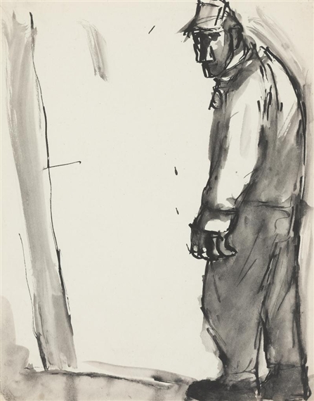 Notes from a Welsh Diary, man in profile by Josef Herman