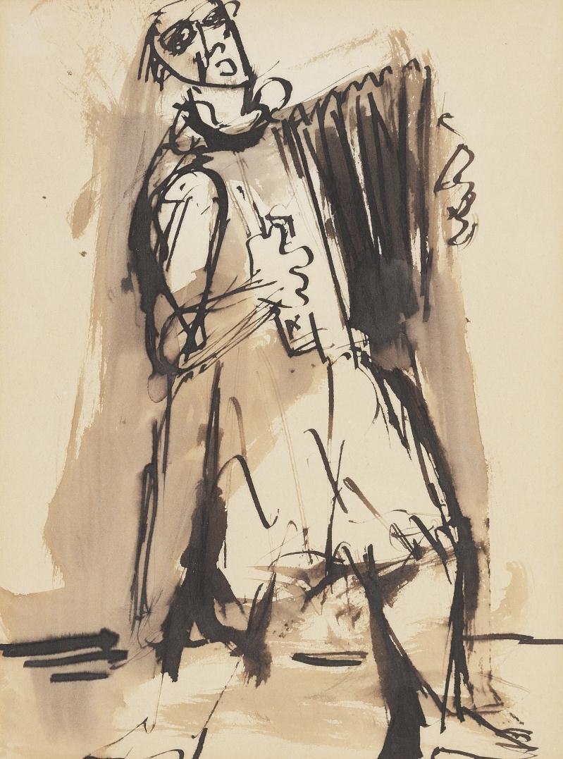 Artwork by Josef Herman, Memory of Memories, Made of pen, ink and wash