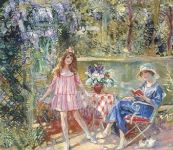 The terrace by Camille-Nicolas Lambert