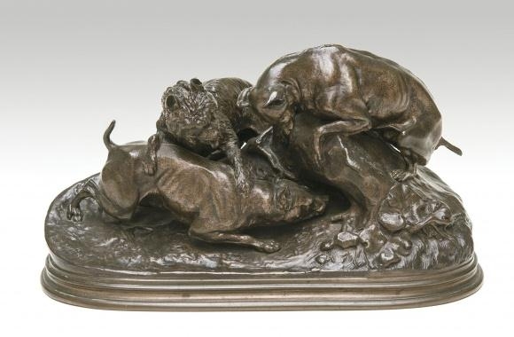Mene Pierre-Jules | Chasse au lapin (Groupe chiens au terrier) (1853 ...