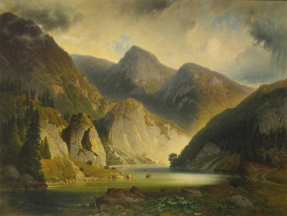 AN ALPINE LAKE by Aleksander Piotr Swieszewski, 1870