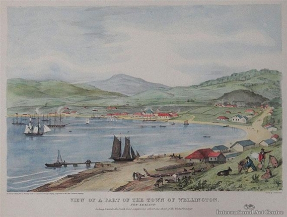 View of a Part of the Town of Wellington New Zealand Looking Towards the South East Comprising About one third of the Water Fro by Charles Heaphy