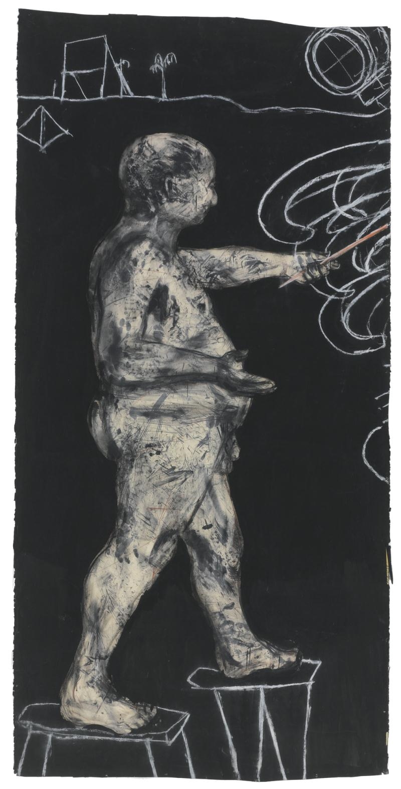 Artwork by William Kentridge, UBU DRAWING, Made of charcoal, pastel, dry pigment and gouache on paper