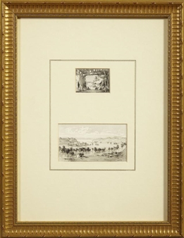 2 Works: The Outdoor Market; and Lake Scene with Trees in the Water - Conrad Hector Rafaele Carelli