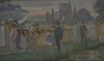 Return in evening of school outing in Epping Forest - A.E. Hayes