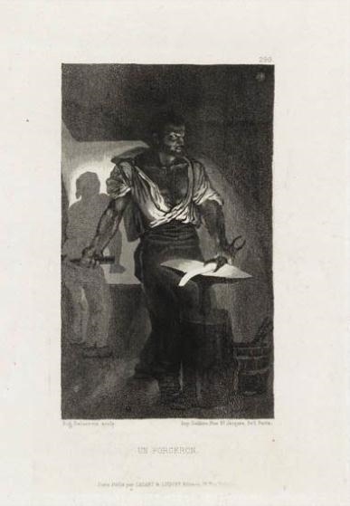 Artwork by Eugène Delacroix, Un Forgeron, Made of Aquatint