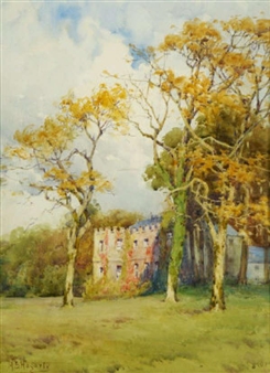 Landscape with Castellated House in the background - Mary S. Hagarty