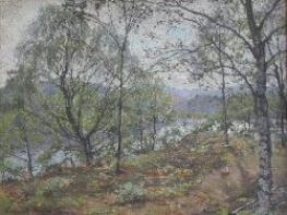 A WOODED RIVER LANDSCAPE - Colin Gillespie Mitchell