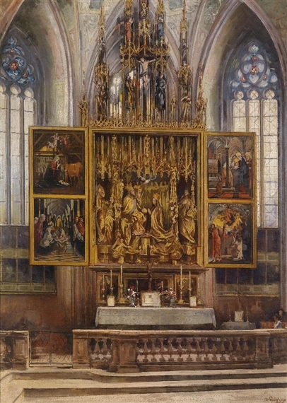 View of the Pacher Altar in St. Wolfgang by Alois Hänisch, 1910