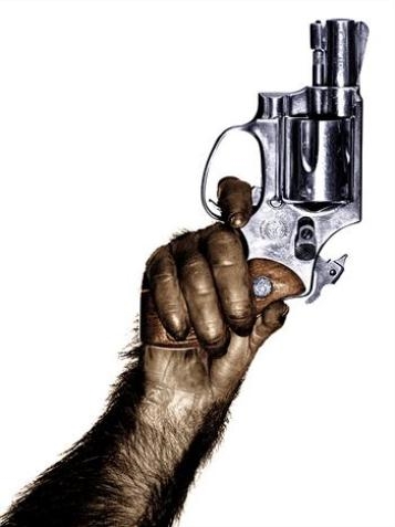 Artwork by Albert Watson, Monkey with Gun, Made of archival pigment print