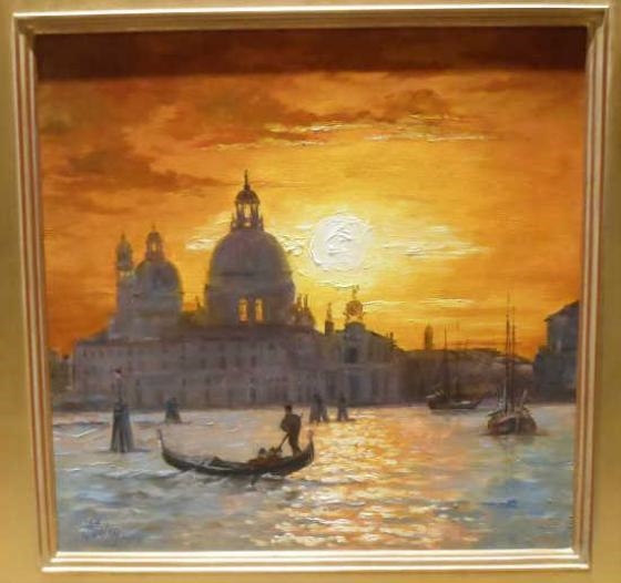 Artwork by Irek Szelag, Sunset in Venice, Made of oil on canvas