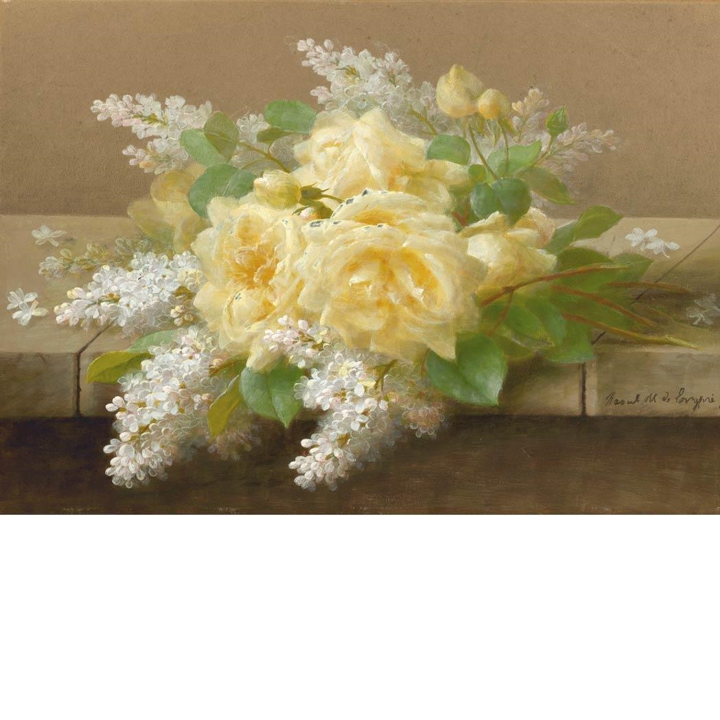 Lilacs and Yellow Roses by Raoul M. de Longpre