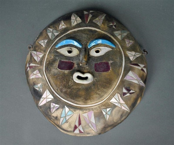 LOUIS MENDEZ Pottery Wall Mask COSMIC RULER Signed 125 S, ©89