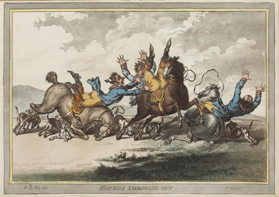 4 works:  caricature hunting scenes by James Gillray, 1800