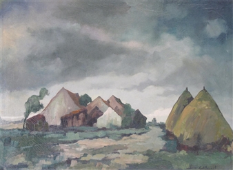 Cottages in a landscape - Jacques Allard