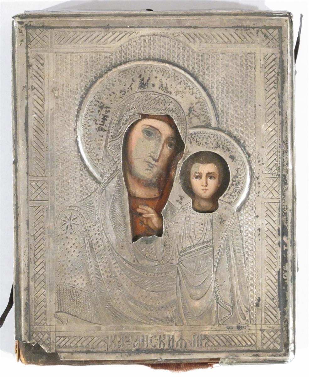 An Icon of the Virgin and Child by Russian School, 19th Century