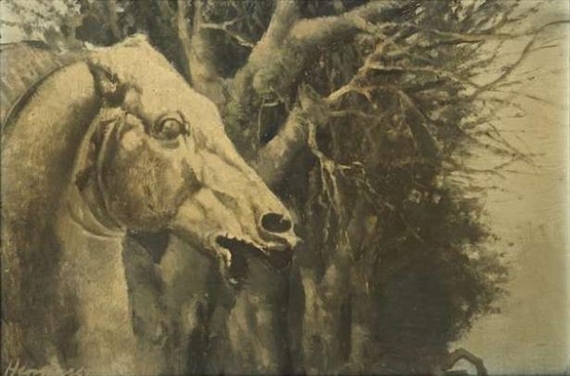 Classical Horse Head in Trees by Patrick Hennessy