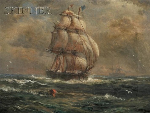 View of a Clipper Ship at Full Sail by Lemuel D. Eldred