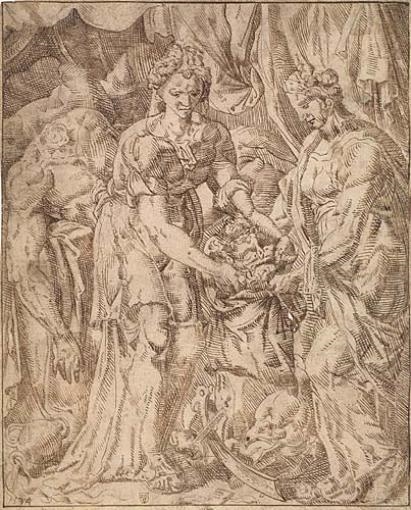 Unknown | Judith Putting Holofernes Head in a Sack (Book of Ruth 13:11 ...