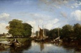 Bords de rivière, bateaux by Jules Dupré, 1834