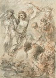 An Armed Man and Figures on the Ground - Felix Christoph Cajetan Fuchs