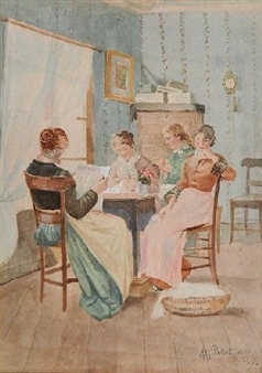 Interior Scene with Ladies - M. Petiet