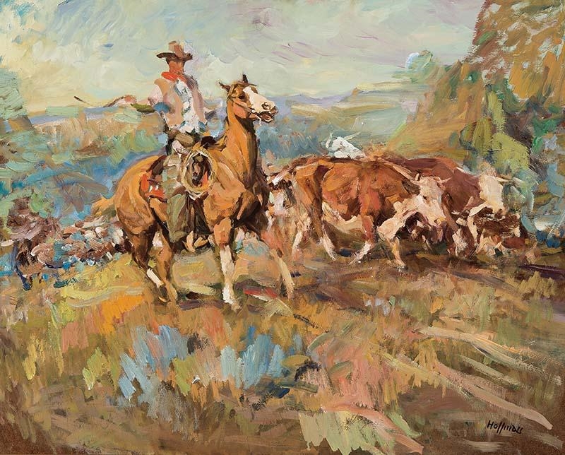 Frank B. Hoffman, Trail Herd, Cowboy and Cattle