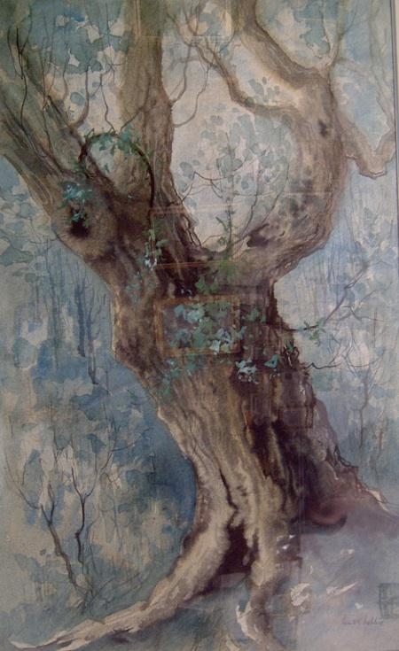 Artwork by Lucille Hobbie, OAK TREE, Made of watercolor