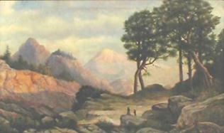 AMERICAN INDIAN IN A MOUNTAINOUS LANDSCAPE - W. Von Bibra