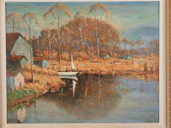Figural Lake Scene