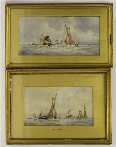 2 works: Wind against Tide;Untitled by William Stephen Tomkin, 1913;  1917