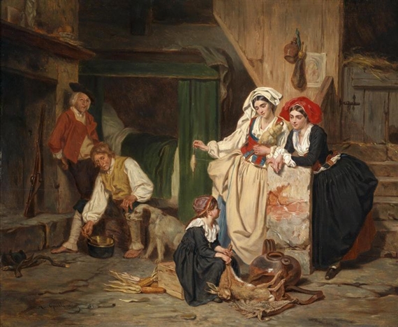 Domestic Scene by Alexandre-Marie Guillemin, 1856
