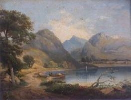 Figures by the lochside by John Watson McLea