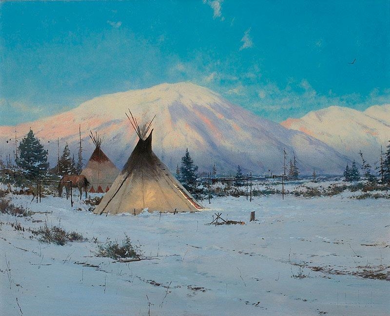 Artwork by Thomas Kinkade, Evening's Glow, Made of Oil on Pastel