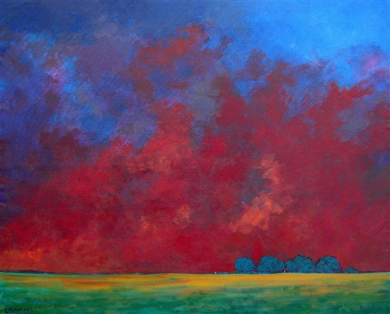 Fence Line and Passing Storm by David J. Edwards