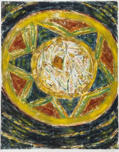 Artwork by Leonard McComb, (2) Fish on a Turkish Plate & Fruits on a Glass Stand, Made of monotypes printed in colours