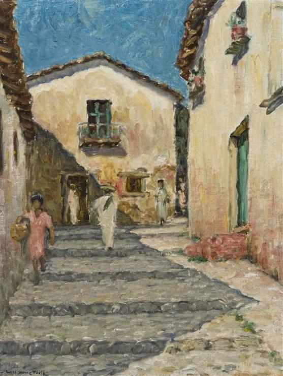 Artwork by Will Howe Foote, Steps, Tasco, Mexico, Made of oil on canvasboard