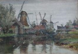 WINDMILLS ON A RIVER BANK - Andre Douglas