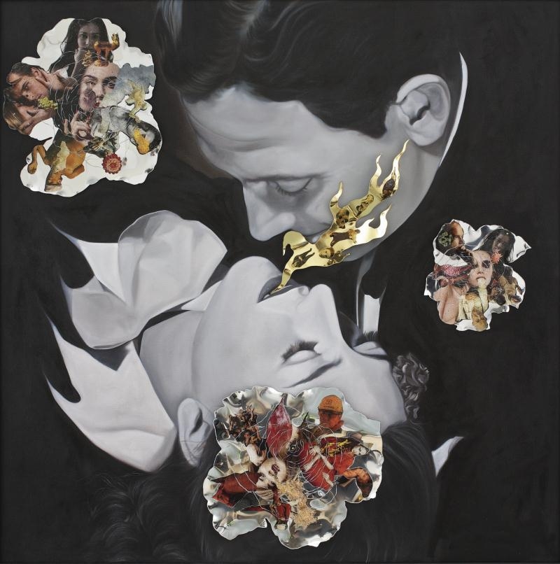 Artwork by Arturo Sanchez, WHEN WORDS HAVE LOST THEIR MEANING, Made of Oil on canvas and collage on acrylic sheet