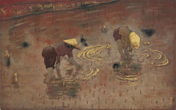 PIQUAGE DU RIZ A L'AUBE (QUILTING RICE AT DAWN) by Pham Hau