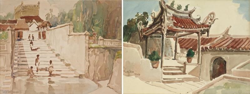 Artwork by Yong Mun Sen, TO THE TEMPLE / PAVILION, Made of Watercolor on paper