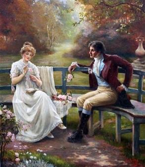 Lovers in a garden - Charles E. Elvy