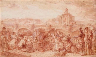 Le Quai de Mégisserie et le Pont-Neuf - Gabriel Jacques de Saint-Aubin