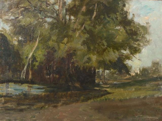 Artwork by Edwin Nichol, Wooded landscape, Made of oils on canvas